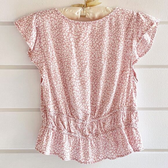 Urban Romantics Women’s Printed Short Sleeve Rayon Button Blouse Size Small - Picture 2 of 5